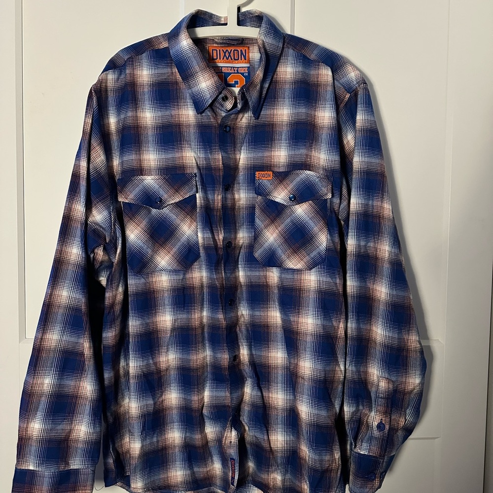 DIXXON Men's Blue and White Plaid Shirt